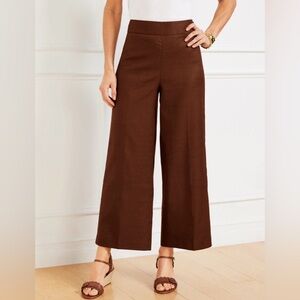 Talbots WIDE CROP LINEN BLEND PANTS Size 6